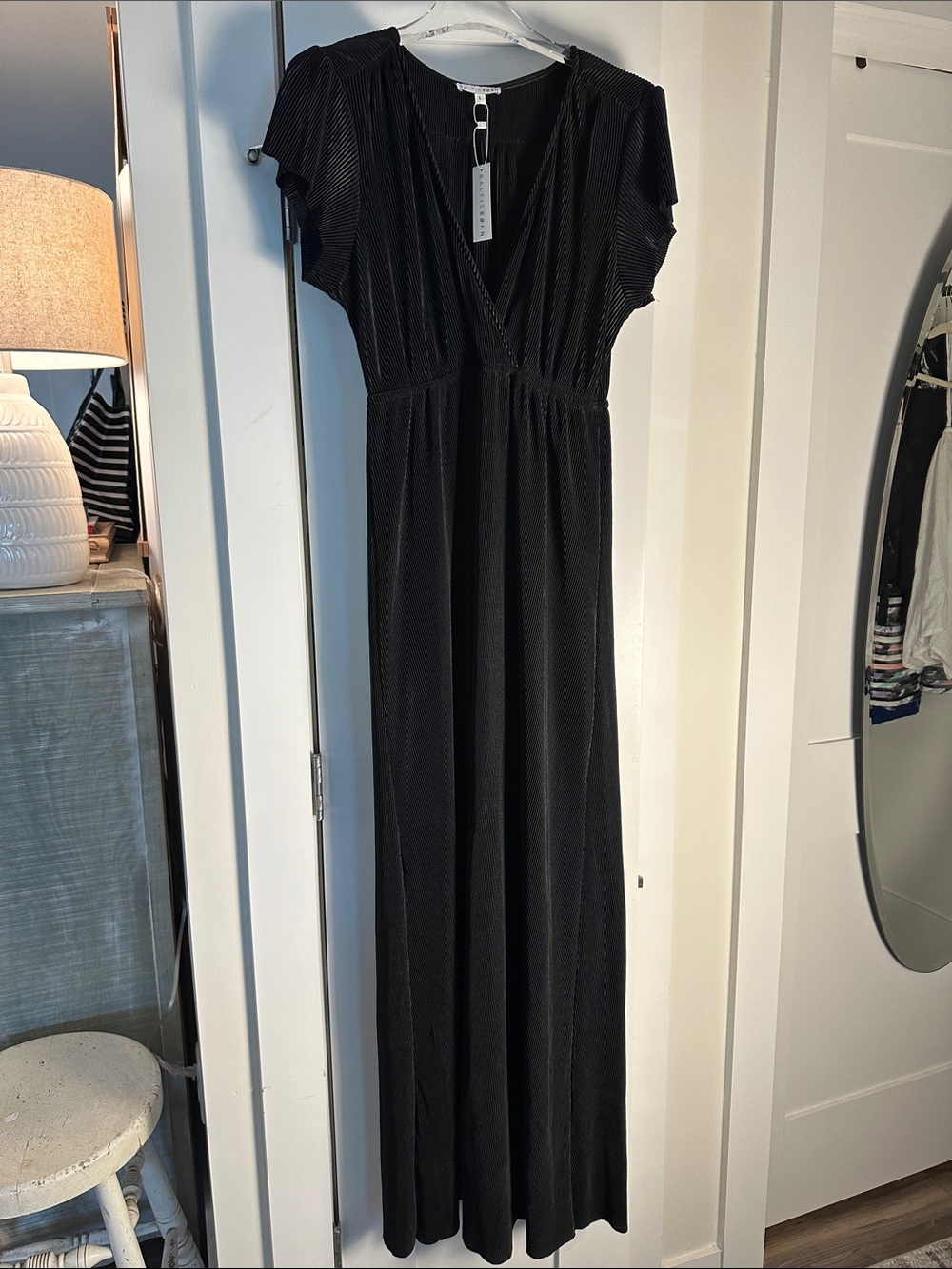 Baltic Born Athena Pleated Maxi Dress Black SIZE LARGE NEW WITH TAGS